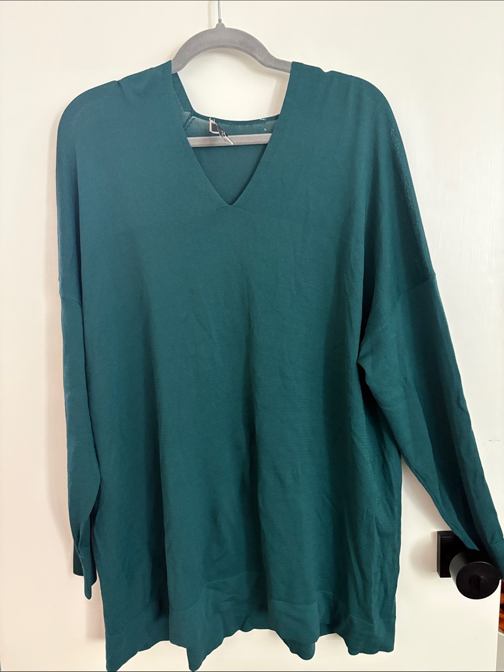 ZARA Teal Oversized V-Neck Knit shirt - Soft Fine Knit Pullover. Medium
